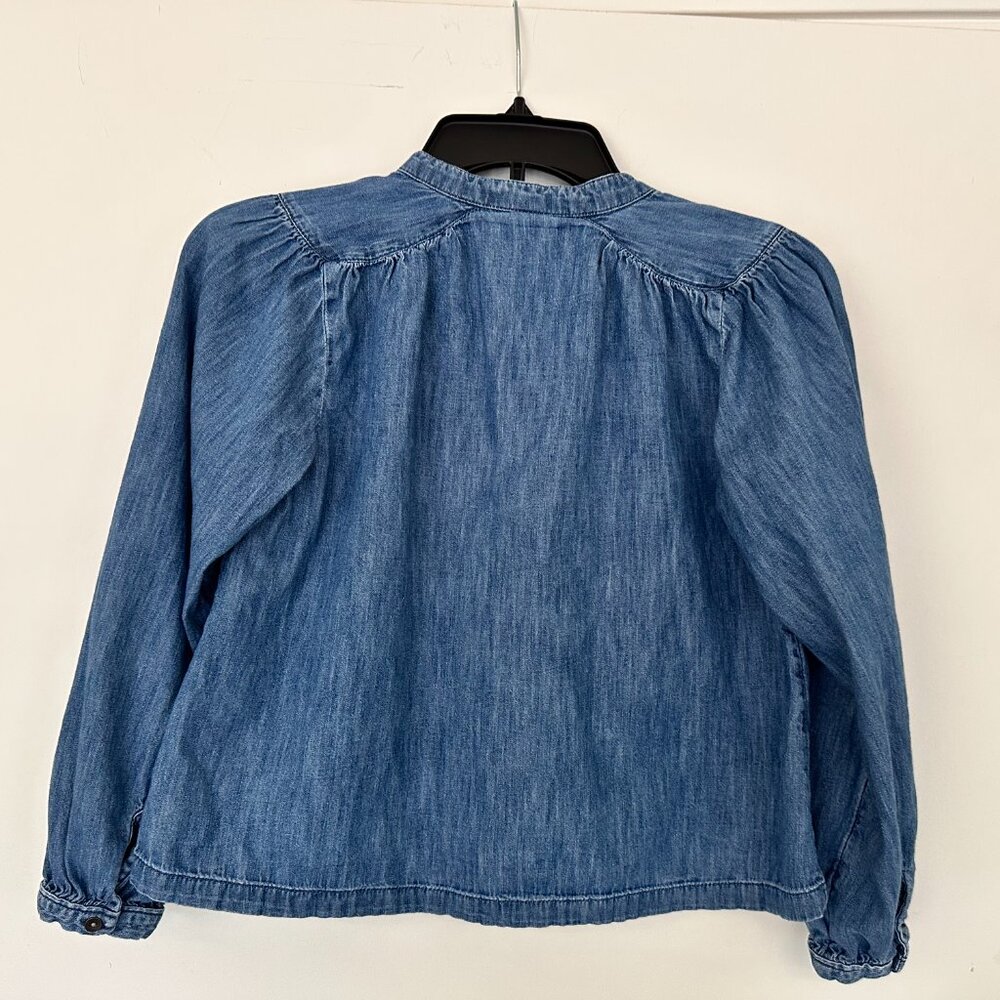 Gap Kids Organic Cotton Top Girls Youth Size L Denim Blue Chambray - Picture 2 of 6